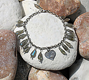 Sterling silver heart bracelet with labradorite