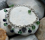 Sterling silver bracelet with erinite and indigo blue Swarovski crystals