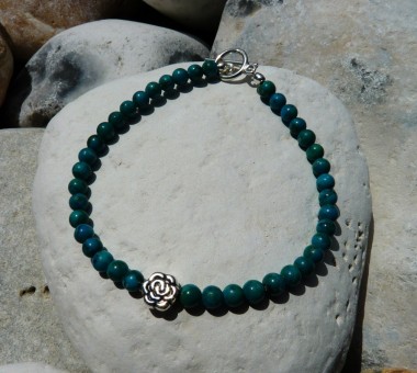 Sterling silver flower bracelet with turquoise