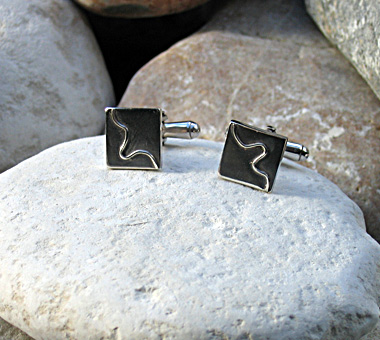 Sterling silver cufflinks with bar