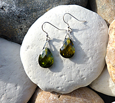 Olive cubic zirconia earrings