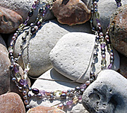 Sterling silver necklace with freshwater pearls, ametrine and lemon quartz